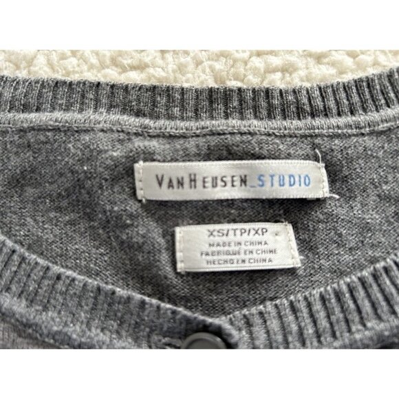 Van Heusen Studio Gray Monotone Color Block Button Front Cardigan Size XS - Picture 3 of 6
